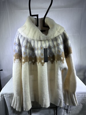 Banana Republic Ivory Bosque Alpaca Wool Fair Isle Sweater XXL