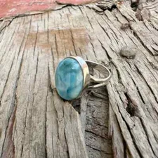 Larimar Ring, 925 Sterling Silver Ring, Handmade Silver Ring, Gift For Her