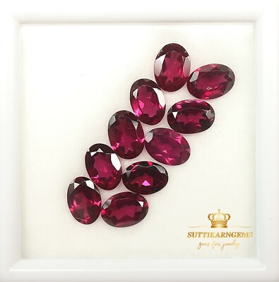 5x7 MM 10 Pcs Natural Rhodolite Garnet Oval Cut Loose Gemstone