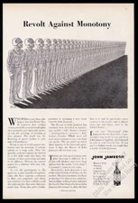 1953 John Jameson's Irish Whiskey army men art Revolt Against Monotony print ad