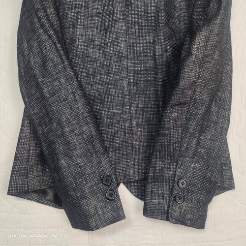 Vintage PLANET Linen Women’s Blazer Jacket Dark Grey Size UK 14 - Picture 6 of 15