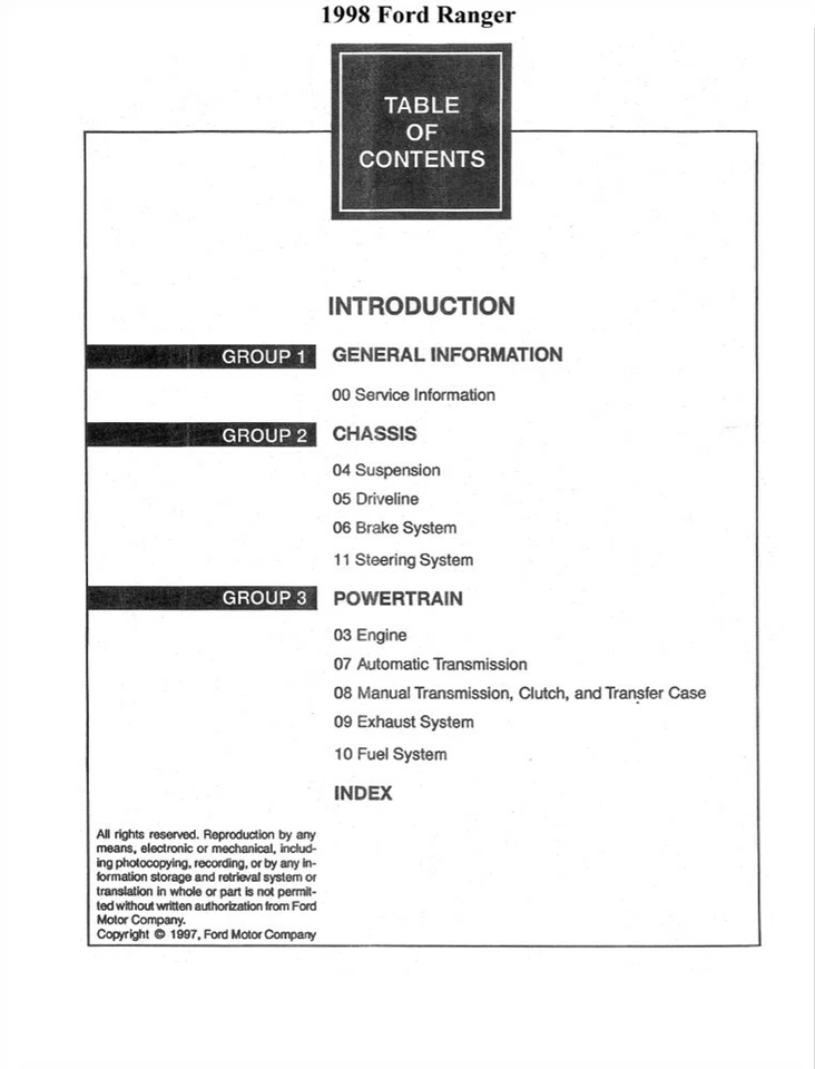 Ford Ranger 1998 taller manual de reparación libro motor transmisión eléctrico Foto 2 de 4