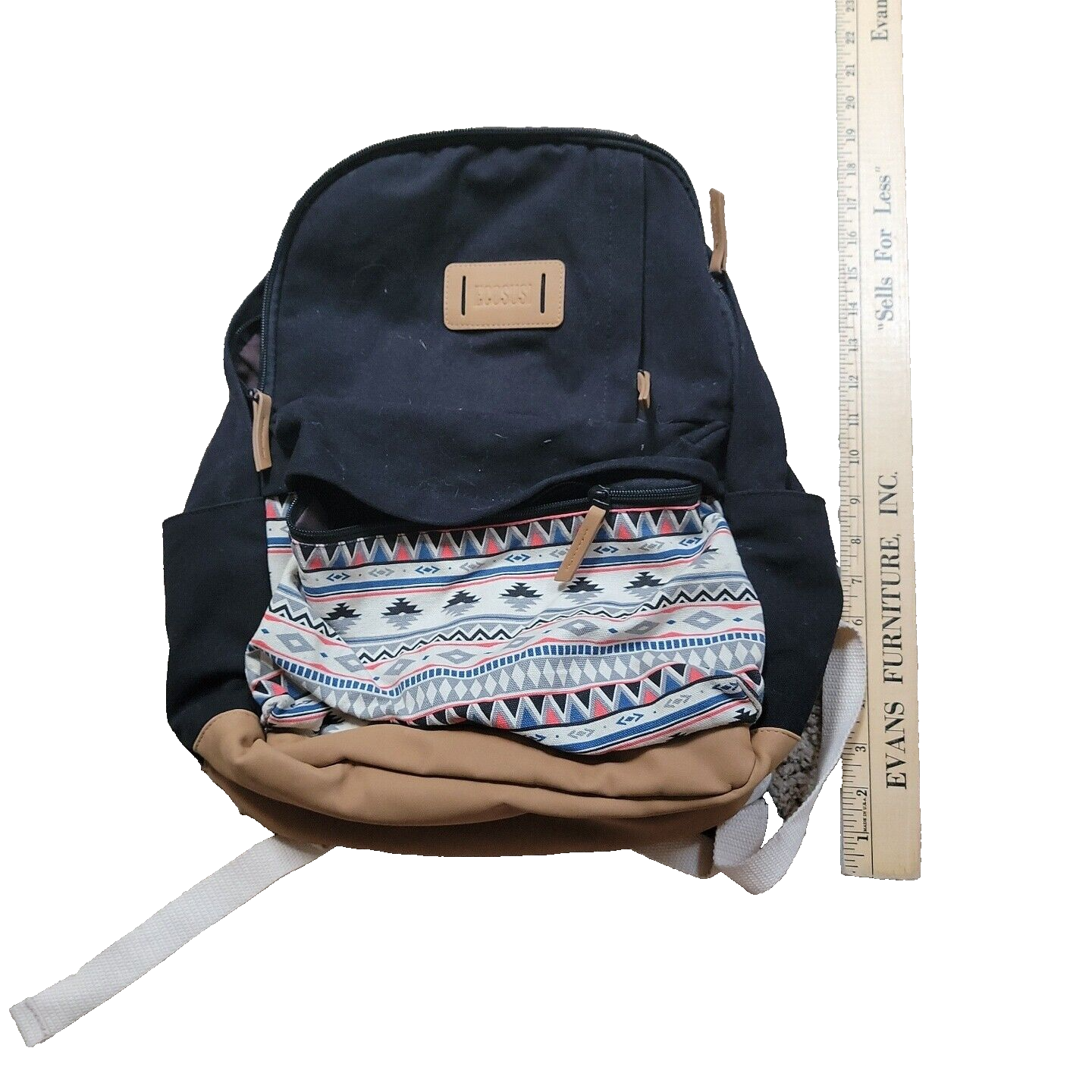 ECOSUSI 2019 Black Embroidered Canvas Laptop Backpack for Women School Brand Bags