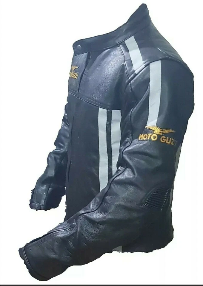 MOTOGUZZI LEATHER JACKET BLACK MOTORBIKE MOTORCYCLE BIKERS RACING LEDER BIKE - Imagem 3 de 4