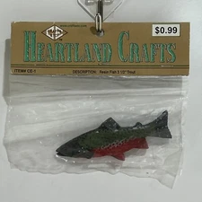 HEARTLAND CRAFTS RESIN TROUT FISH 3.5" NEW IN PACK CE-1