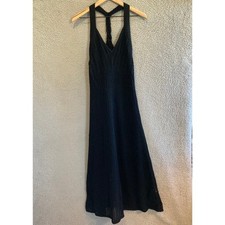 Express Maxi Tank Dress Small Crochet Open Knit Racerback Beach Boho Black Y2K