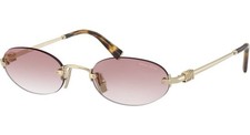 MIU MIU MU A54S Pale Gold Pink Gradient Oval Rimless Sunglasses AUTENTIC