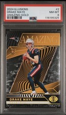 Drake Maye 2024 Panini Illusions Amazing Gold /25 PSA 8 RC RARE