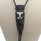 SW Native Style Bolo Tie Spearhead Arrowhead Obsidian Silvertone 4" L Unisx LZJ4 — photo 5