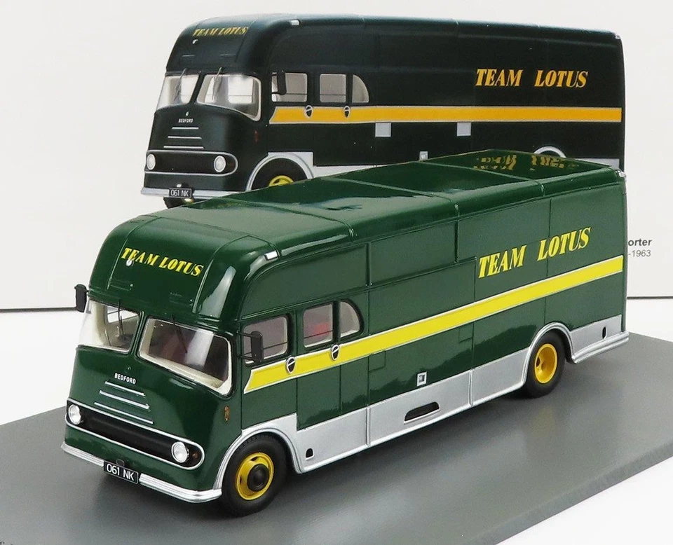 1/43 SPARK BEDFORD TRUCK TEAM LOTUS CAR TRANSPORTER 1961 GREEN YELLOW SILVER - Immagine 2 di 2