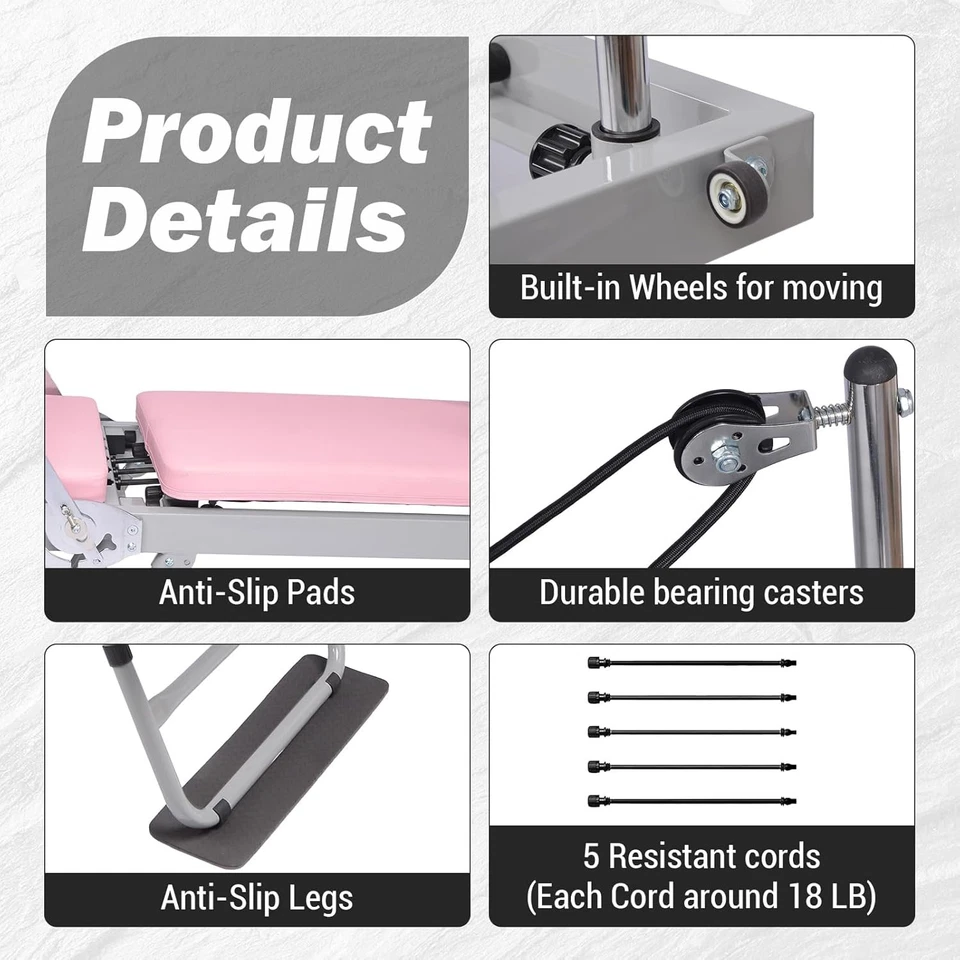 GARVEE Pilates Reformer Plegable Reformer Pilates Máquina Estudio y Apartamento y Gimnasio Foto 3 de 4