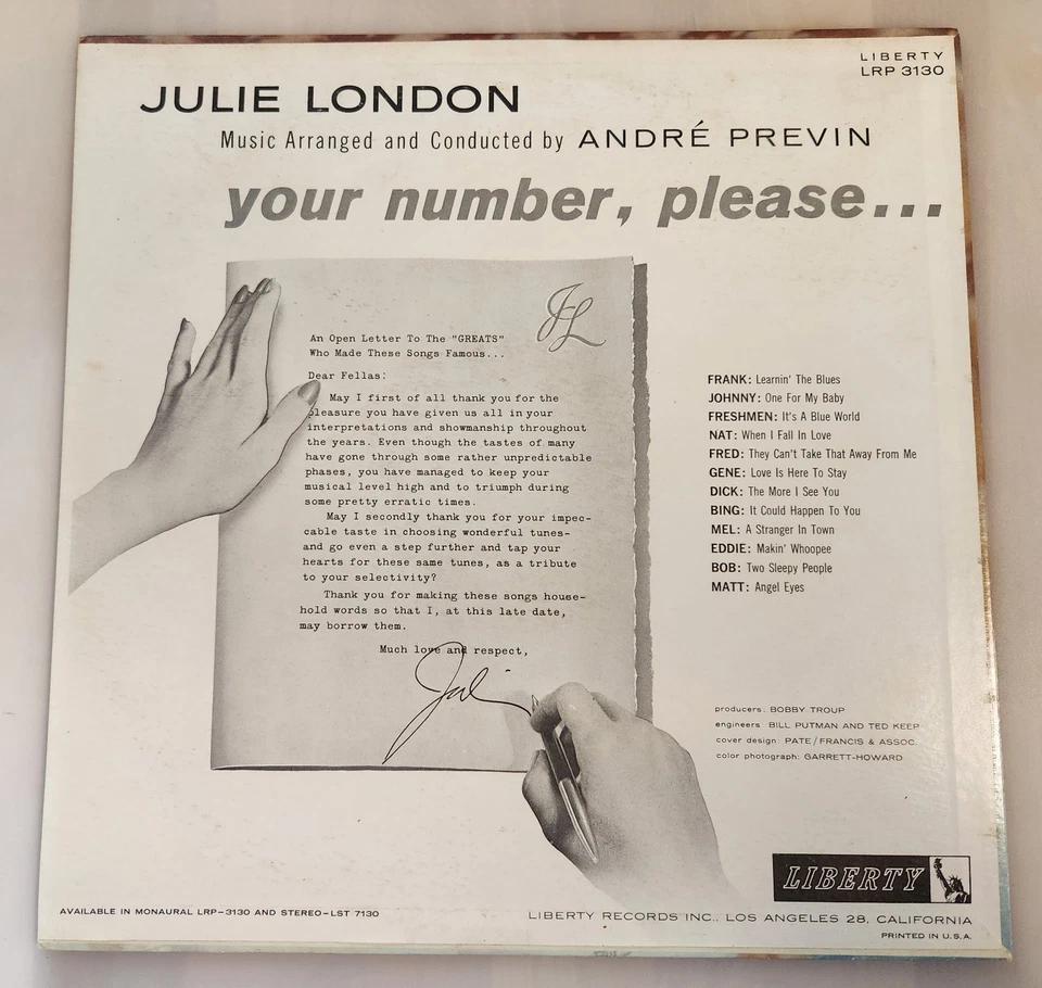 Julie London-Your Number Please... Liberty Records LRP 3130 Vinyl/Excellent - Image 2 of 4