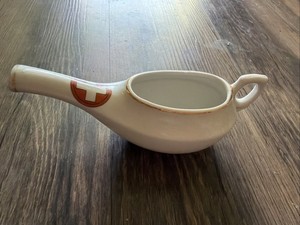 Vintage Invalid Feeding Cup Red Cross Medical Hospital Gold Trim Made in Japan
