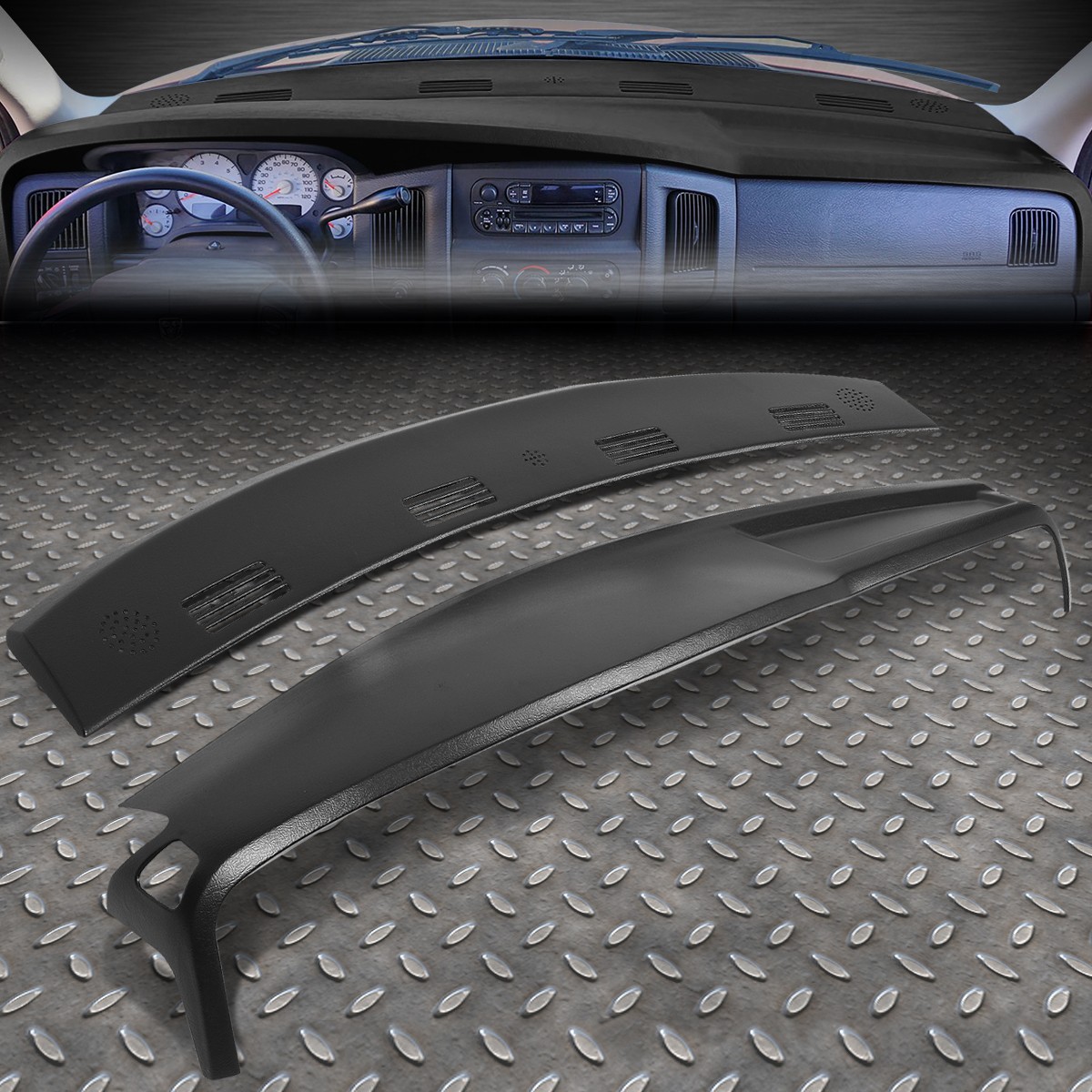 FOR 02-05 DODGE RAM TRUCK 1500 DEFROST VENT GRILLE CAP+DASHBOARD COVER OVERLAY