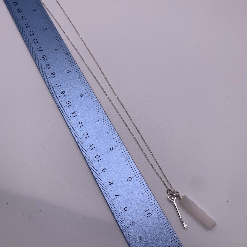 Delicate Heart Shaped Key Rectangular Stone Penda… - image 4