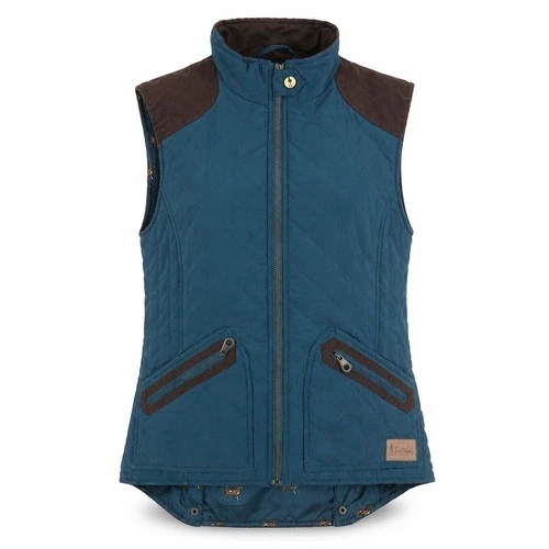 Womens Jack Murphy Size 10 Quilted Waistcoat Blue Mid-Length Sleeveless Casual