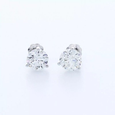 Ohrstecker klassisch massiv 14K Weißgold 1,91 ct rund natürlicher Diamant H SI2