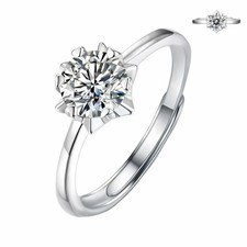 Adjustable Starburst Solitaire Zircon Ring, Round Brilliant Cut Engagement 1625