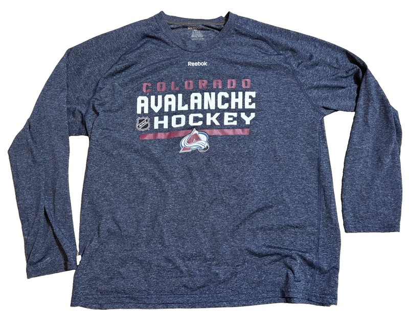 Colorado Avalanche Reebok Long Sleeve PLAYDRY Shirt Navy 2XL *USED NHL