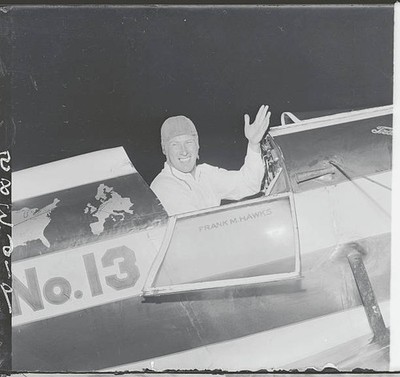 Hawks Takes Off Record Flight to Cuba Captain Frank Hawks waving f- Old Photo