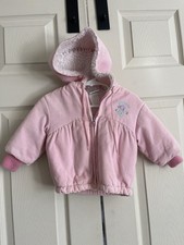 Vintage OshKosh Infant Winter Coat Pink Embroidered USA Made Size 18 Mo Corduroy