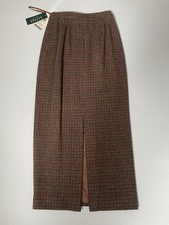 Vintage LAUREN RALPH LAUREN PETITE Womens Skirt 2P Wool Lined Houndstooth