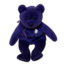 Vintage TY Beanie Babies Princess Diana Teddy Bear Purple 1997 Red Star On Tag