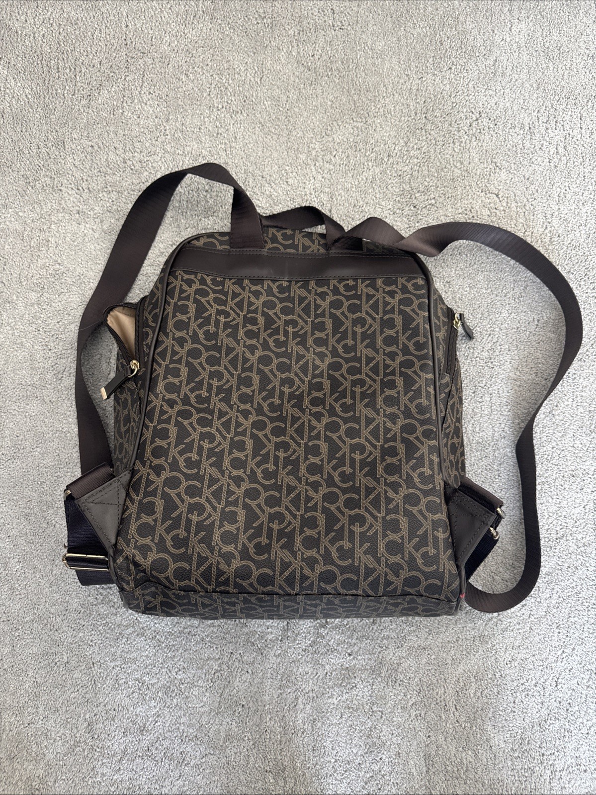 Calvin Klein Brown Monogram Backpack Logo CK Gold… - image 2