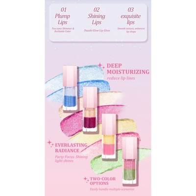 Women Shimmering Moisturizing Lip Tint Nourishing Two Tone Lip Gloss Cosmetic