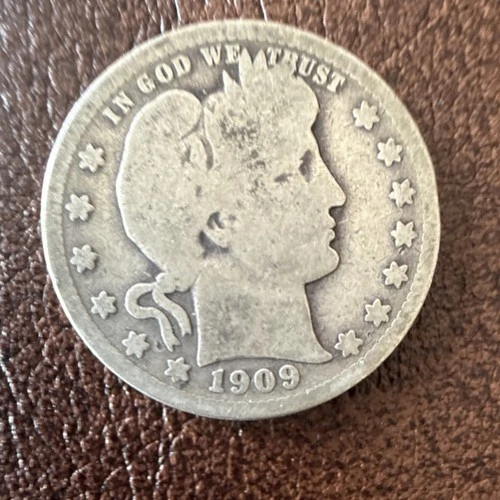 1909 Barber Quarter Silver 25C Philadelphia KM#114 Circulated Coin