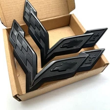 2* Gloss Black FOR CHE VY Corvette C7 Front/Rear Emblem Badge 2014-17 Cross Flag