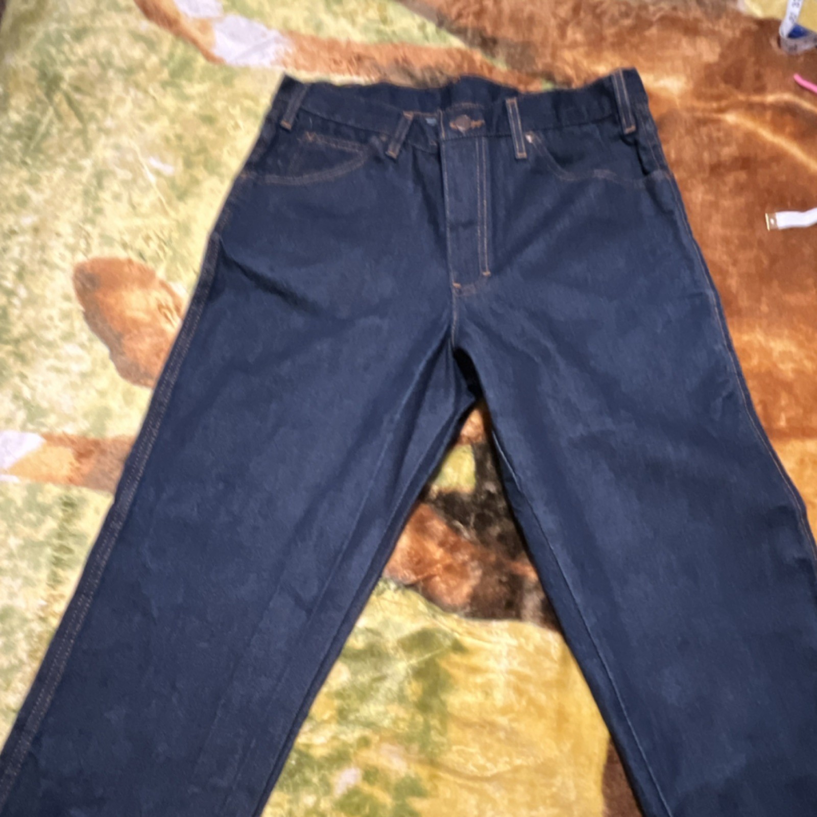 Blue Denim Button Zip 5-pocket Solid Cotton Dark Wash