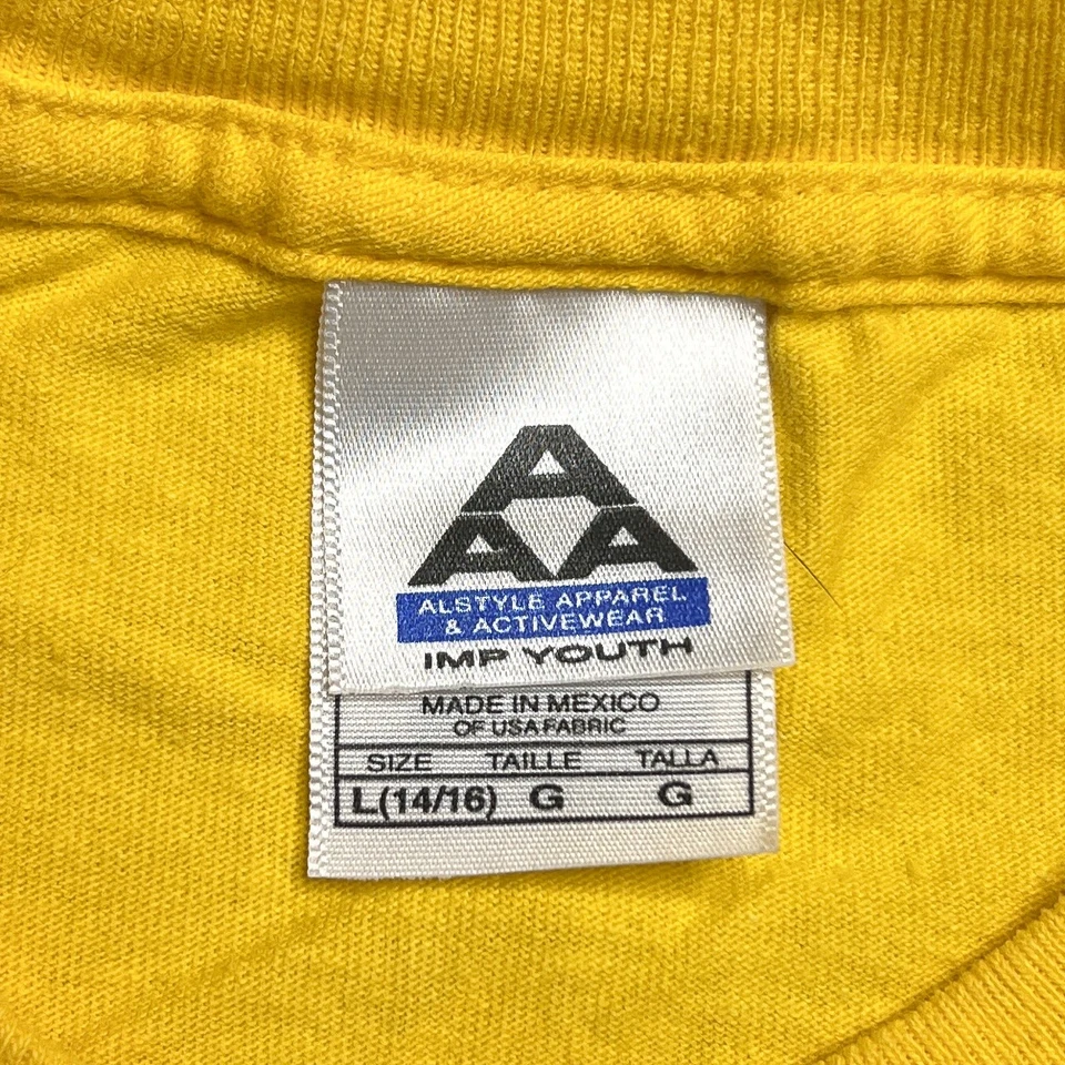 Винтажная футболка 90-х Here Comes Trouble Hawaii желтая молодежная L Happy Shirt Inc. - Изображение 4 из 4