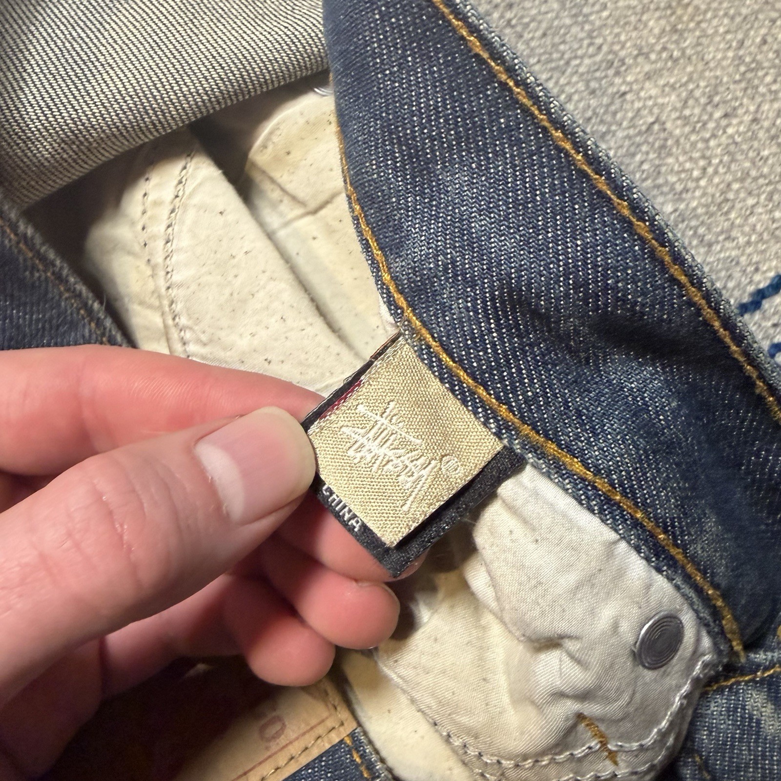 Vintage STUSSY Classic Rough Rugged Denim Jeans Size 34x30 Y2K Mens Rare Blue thumbnail 8