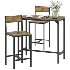 HOMCOM 3-Piece Bar Table and Stools Set, Industrial Breakfast Bar Set