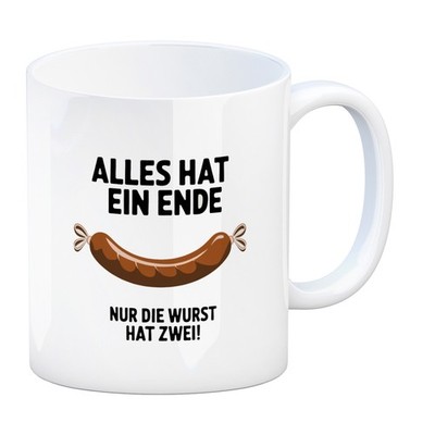 Wurst-Spruch Kaffeebecher Alles hat ein Ende