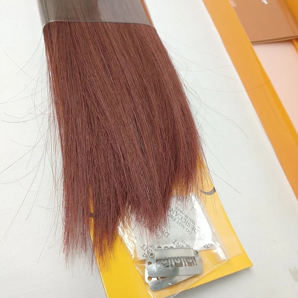 EURONEXT Premium REMY 14” 10 Clip-In Human Hair Extensions Burgundy Brown 374112 - Image 4 of 4
