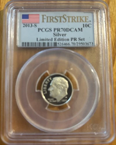 2013-S  Dime Silver Limited Edition Set PR70 DCAM PCGS First Strike Flag Lable!!