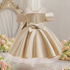 Christmas Prom Gown Kids Girls Satin Tutu Dress Bowknot Princess Pageant Evening