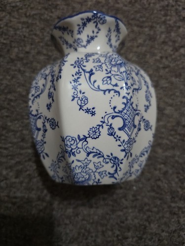 PORCER Blue and White Vintage Vase | 16cm Ceramic Chinoiserie