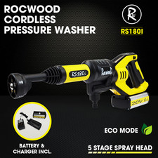RocwooD Cordless Battery Pressure Washer 320 PSI Lithium Ion 3L per Min