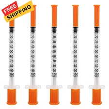 U-100 1cc/ml Syringes with 30G 1/2 inch Individual Package 1mL 30Ga 1/2in 
