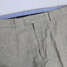 NEW! Samuel Windsor Pants Men 42S 42x29 Beige Linen Cotton Chino Slacks Trousers