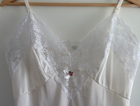 Vintage Babydoll Slip Dress 34 S M Nylon Antron III Satin Lace Coquette Feminine
