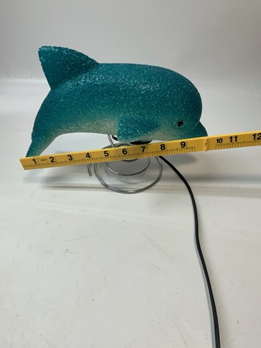 Vintage Melted Popcorn Plastic Dolphin Night Light Desk Lamp Teal Blue WORKS - Picture 4 of 9