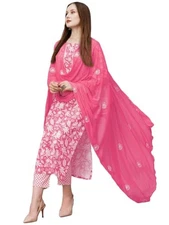 GoSriKi Women Cotton Blend Kurta Pant With Dupatta