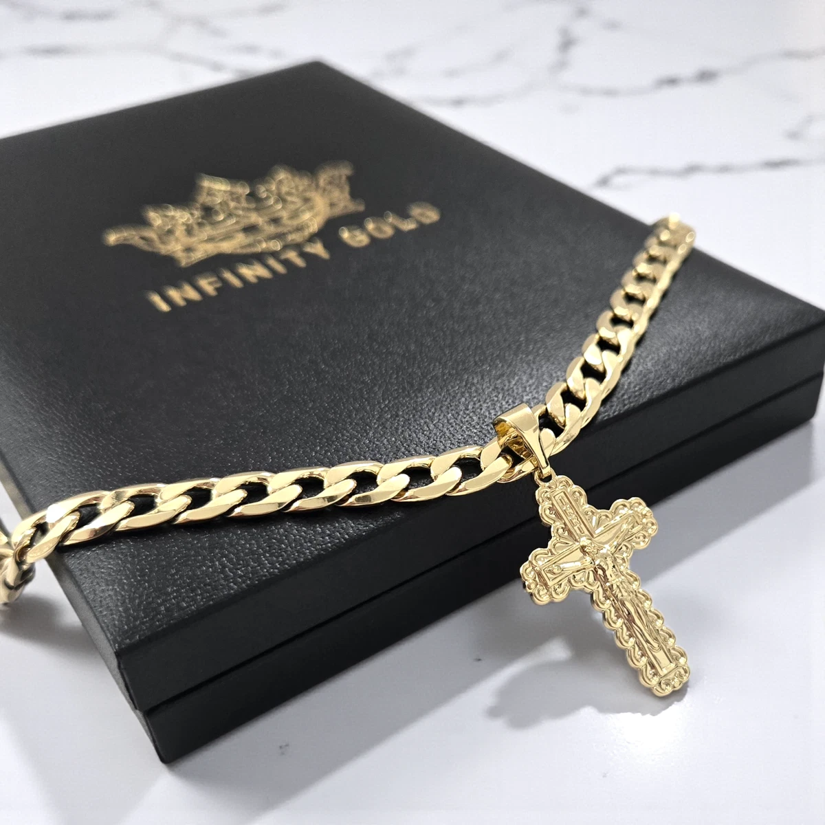 Flongo Collana Uomo Con Ciondolo Croce Inversa - Acciaio Inox 316L - Colori Argento, Oro, Nero - 55 Cm