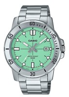 Casio Edelstahl MintgrüNes Zifferblatt Quarz MTP-VD01D-3E1V Analoge Herrenuhr