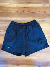 Vtg 90s Black Tag Nike Lined Nylon Shorts Swoosh Youth XL Fits Men S Black
