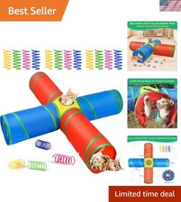 Large Rainbow Cat Tunnel with 12 Springs - Indoor Playground for Cats Kittens